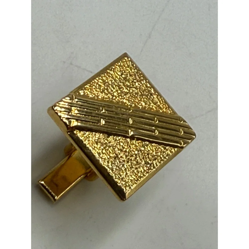 Vtg Gold Tone Square Ribbed Textured Diagonal Cufflinks Mens Formal Accessory
